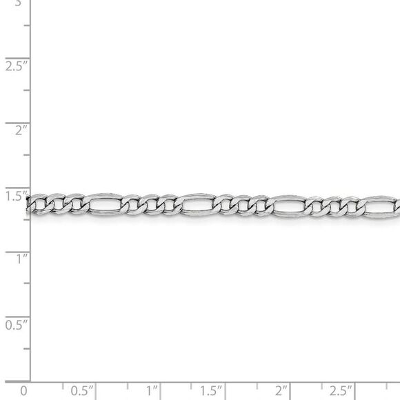 4.5mm, 14K White Gold, Hollow Figaro Chain Necklace, 22 Inch